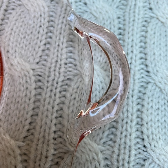 Vintage Pale Pink Depression Glass Era Plate, 9” x 7.25", has handles. - Picture 4 of 12